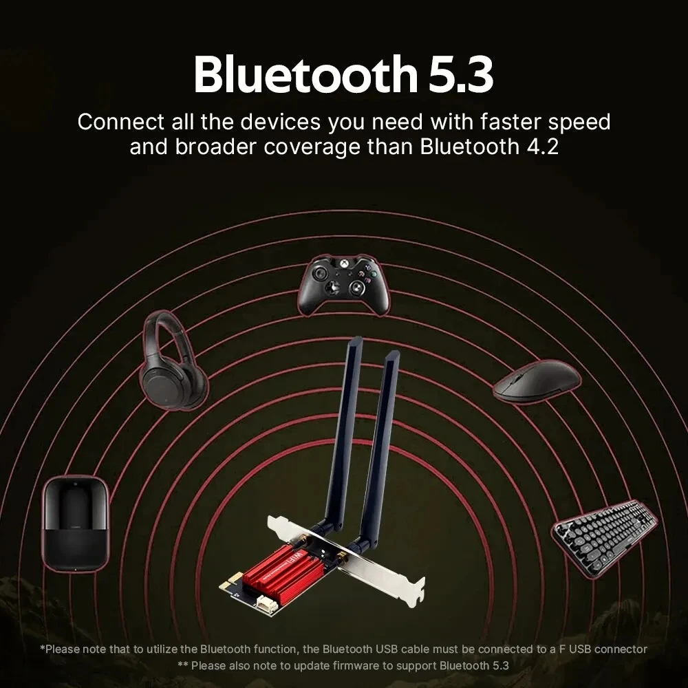 Wifi6e PCI-E Wifi 어댑터 AX210 5374Mbps Bluetooth 5.3 트라이 밴드 2.4G/5G/6G 무선 네트워크 카드 Windows 10 11 For PC