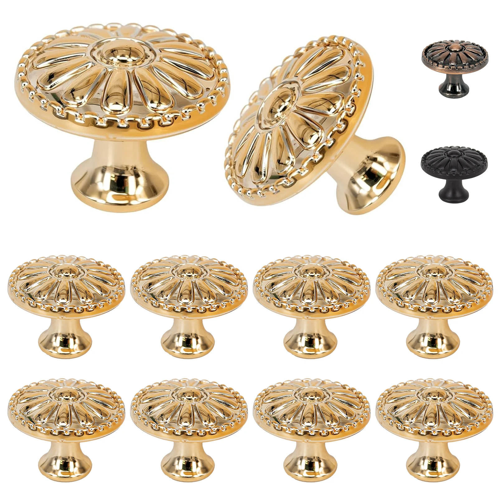 10 piece daisy European style kitchen brushed cabinet knob handle - retro dressing table drawer circular handle decoration