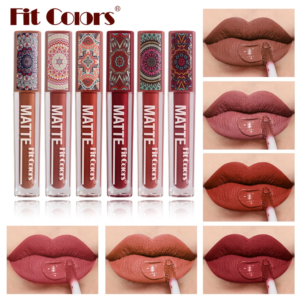 Bohemian Matte Lip Gloss Set 6 Colors Non Stick Cup Transfer Proof Waterproof Long Lasting Velvet Liquid Lipstick Hot Sale