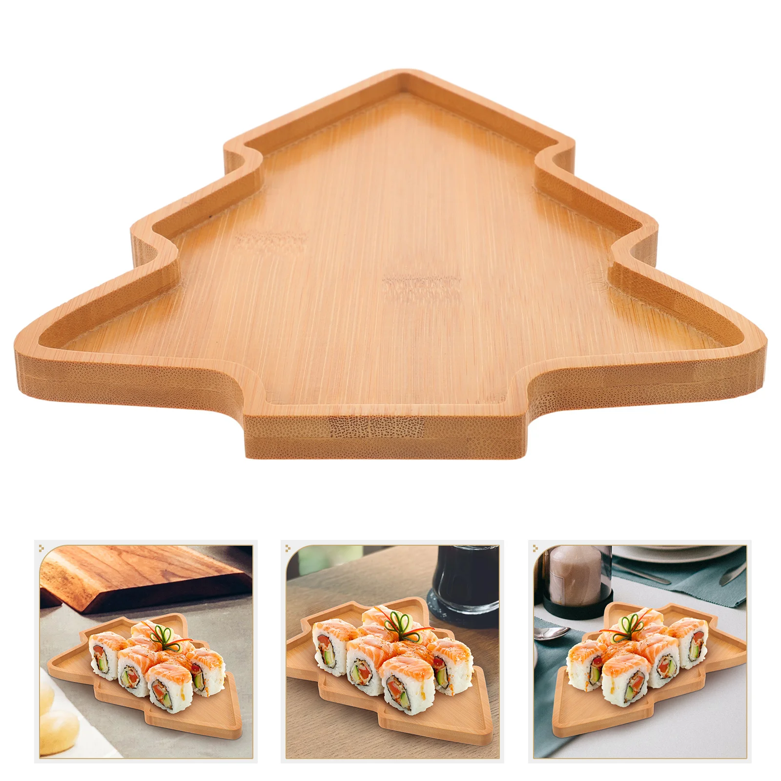 

Wooden Xmas Tree Shaped Fruit Tray Classic Design Christmas Party Food Plate Easy Clean Decorative Dish Christmas Tree Dish