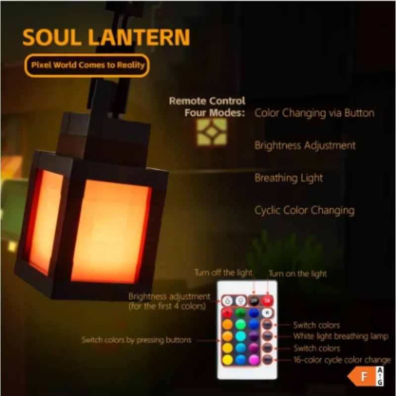 

E5 Pixel Ornaments Lantern Night Light 16 Color Changing LED Mood Light + Remote Control Desk Wall Mountable Bedroom Home Decor