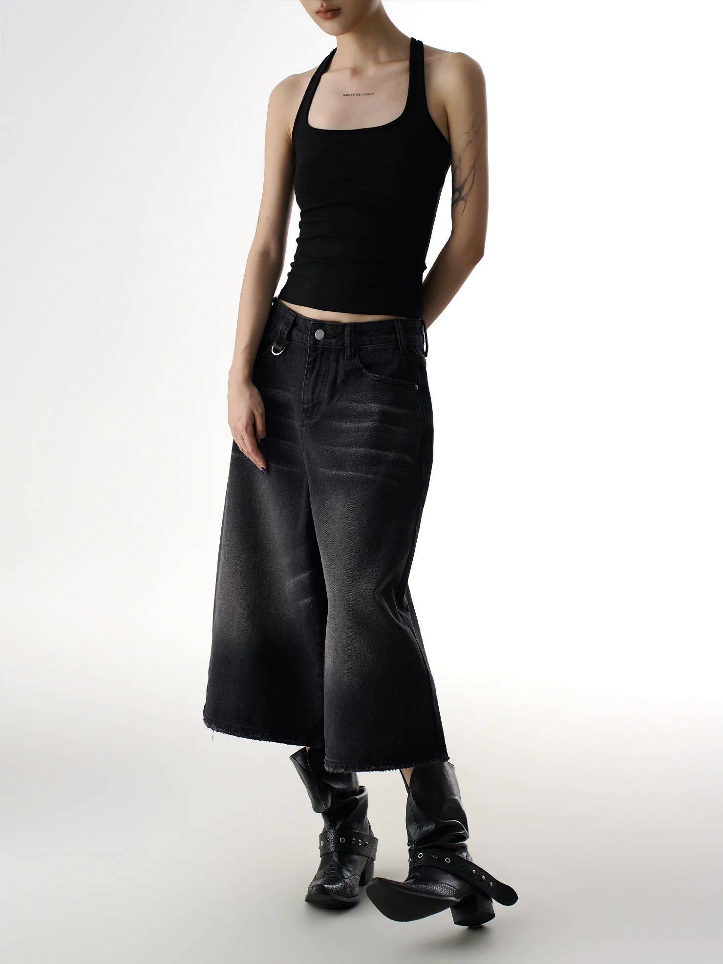 

AGUA Women's 7/8 Length Straight Leg Jeans Casual Loose Fit Slimming Versatile Wide Leg Pants mid Waist Natural Waist