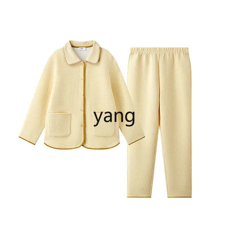 

LMM pure cotton pajamas women's comfortable autumn and winter knitted loungewear set living clothes