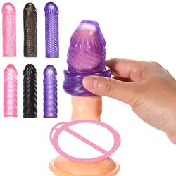 Funda de pene reutilizable para hombre, condón Extensible, juguete sexual, retardante de eyaculación, estimulador de punto G, productos eróticos para pareja