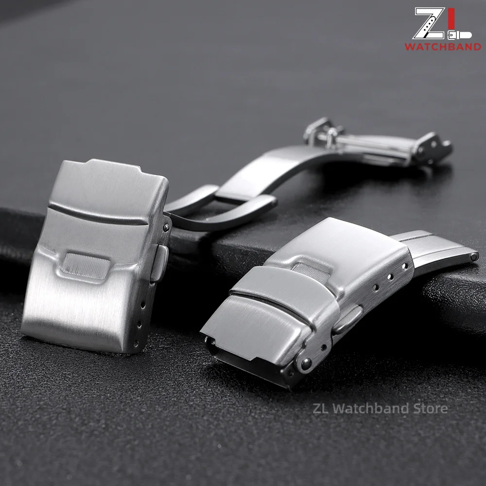 Stainless Steel Watch Buckle 18mm 20mm 22mm 24mm Silver Folding Metal Clasp for Leather Metal Silicone Strap Watch Accessories