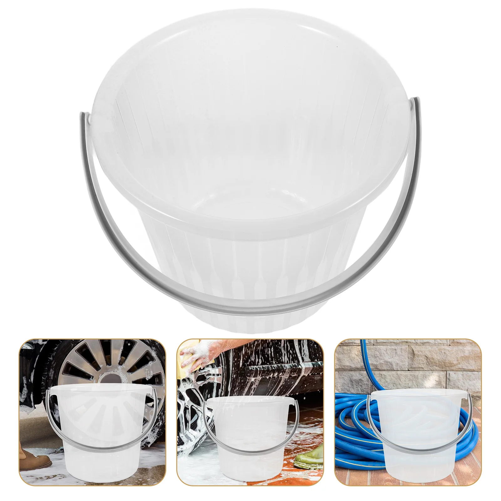

Plastic Water Bucket With Handle Portable Storage Bucket Large Capacity Transparent Durable Lightweight Easy Carry For Home Car