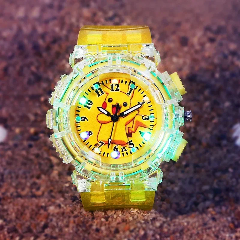 Reloj luminoso de Pikachu para niños y niñas, accesorio colorido de la princesa Elsa, Jenny, regalo creativo de cumpleaños