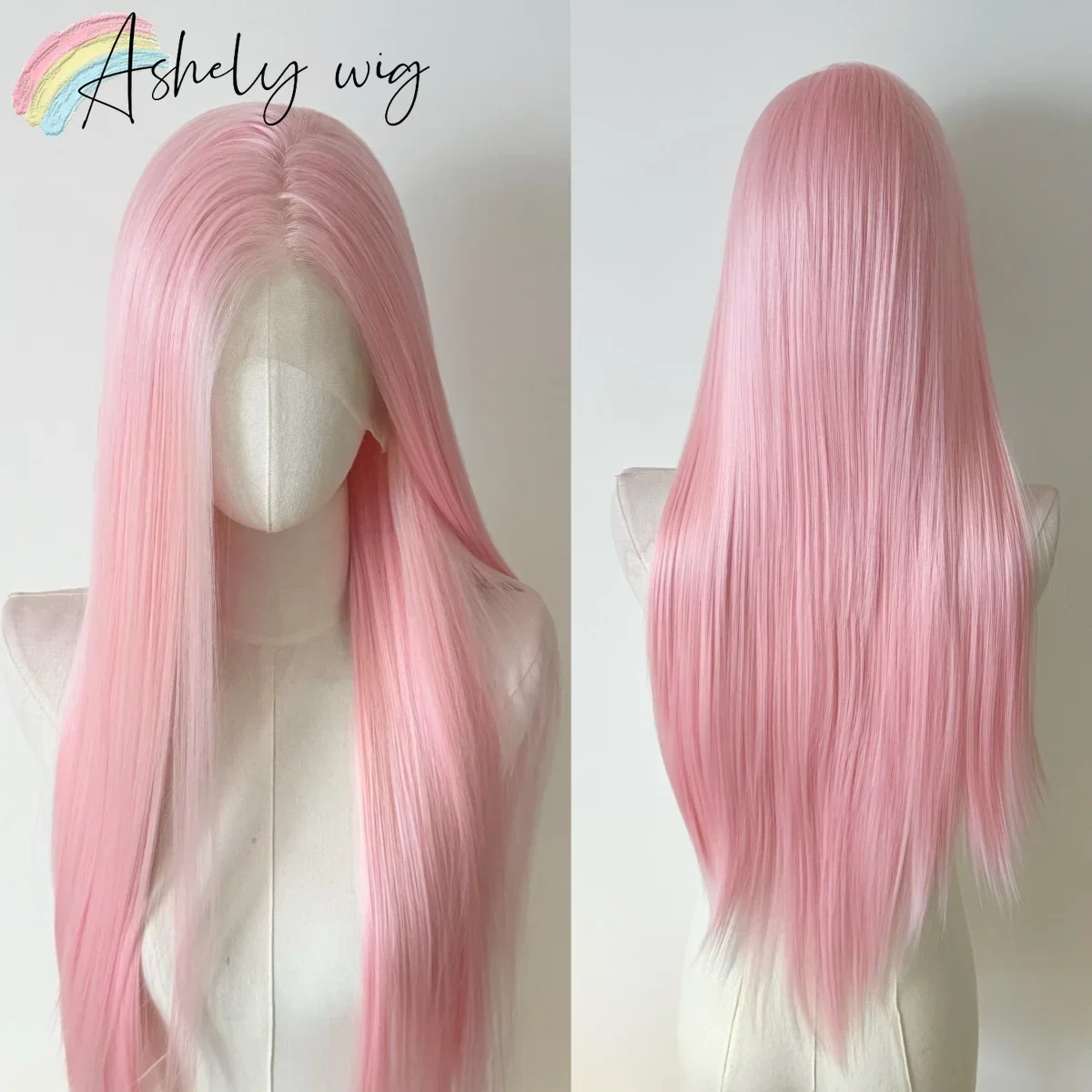 

Light Pink Wig for Women 13x4 Lace Front Wig 26inch Long Straight Synthetic Wigs Soft Natural Heat-resistant Fiber Cosplay Wig