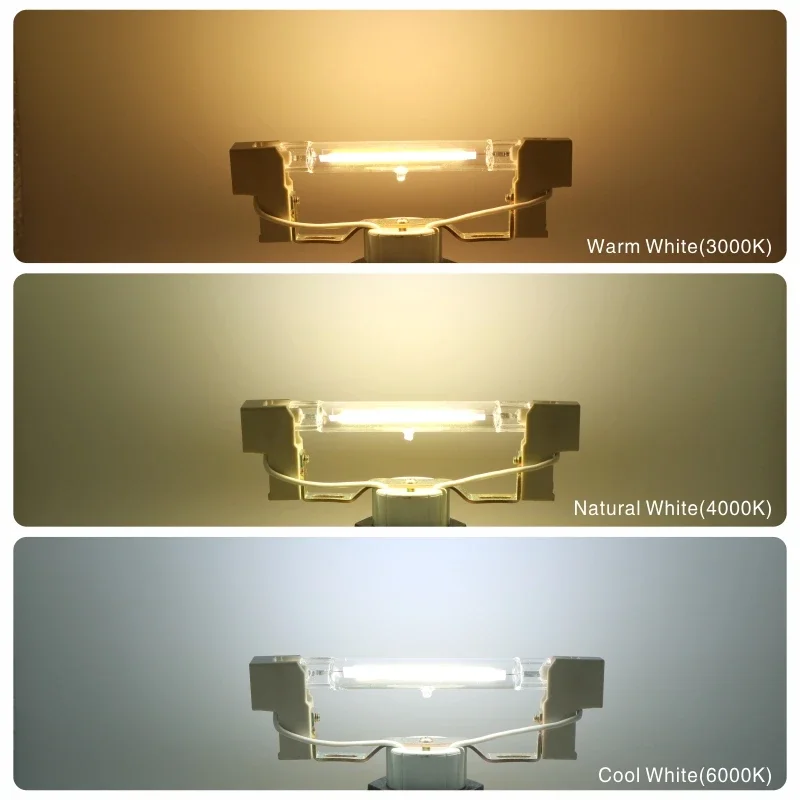 R7S LED 스포트라이트, COB 램프 전구, 유리 튜브 교체, 할로겐 램프 조명, AC 220V, 110V, 78mm, 118mm, 5W, 10W, 20W, 30W, 50W, 100W
