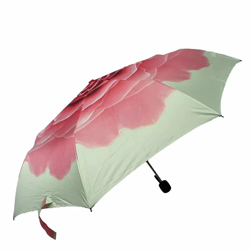 99cm Printed Flower Design sun Umbrella Windproof UV Protect Umbrella For Women Girl Sunny And Rainy three Folding UPF50+