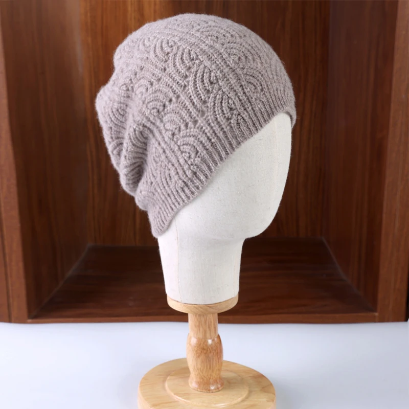 

100% шерстяные вязаные шапки унисекс, зимние теплые полые дизайнерские платки с защитой ушей и веерообразной формы для мужчин и женщин