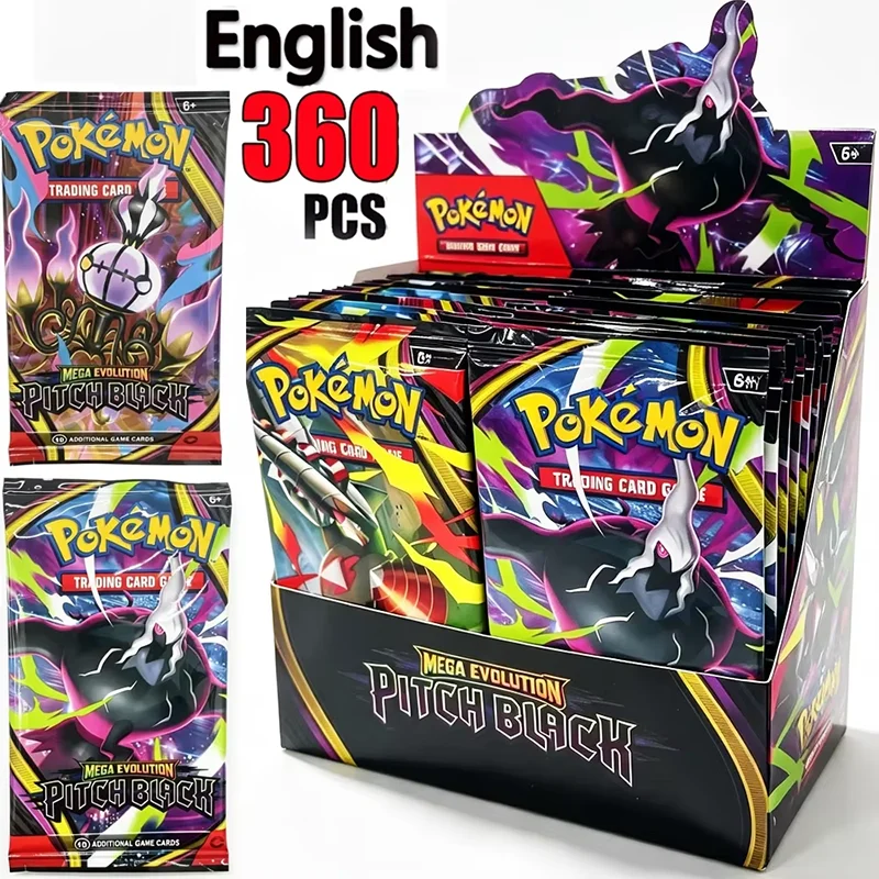 360Pcs English Version TCG Mega Evolution Pitch Black Booster Box Trade Card 36 Pack Box