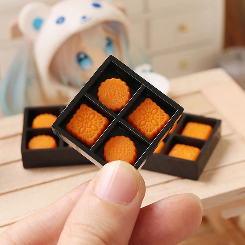 1 Set Miniature Mid-Autumn Mooncake Mini Model 1:12 Doll House Life Scene Toys