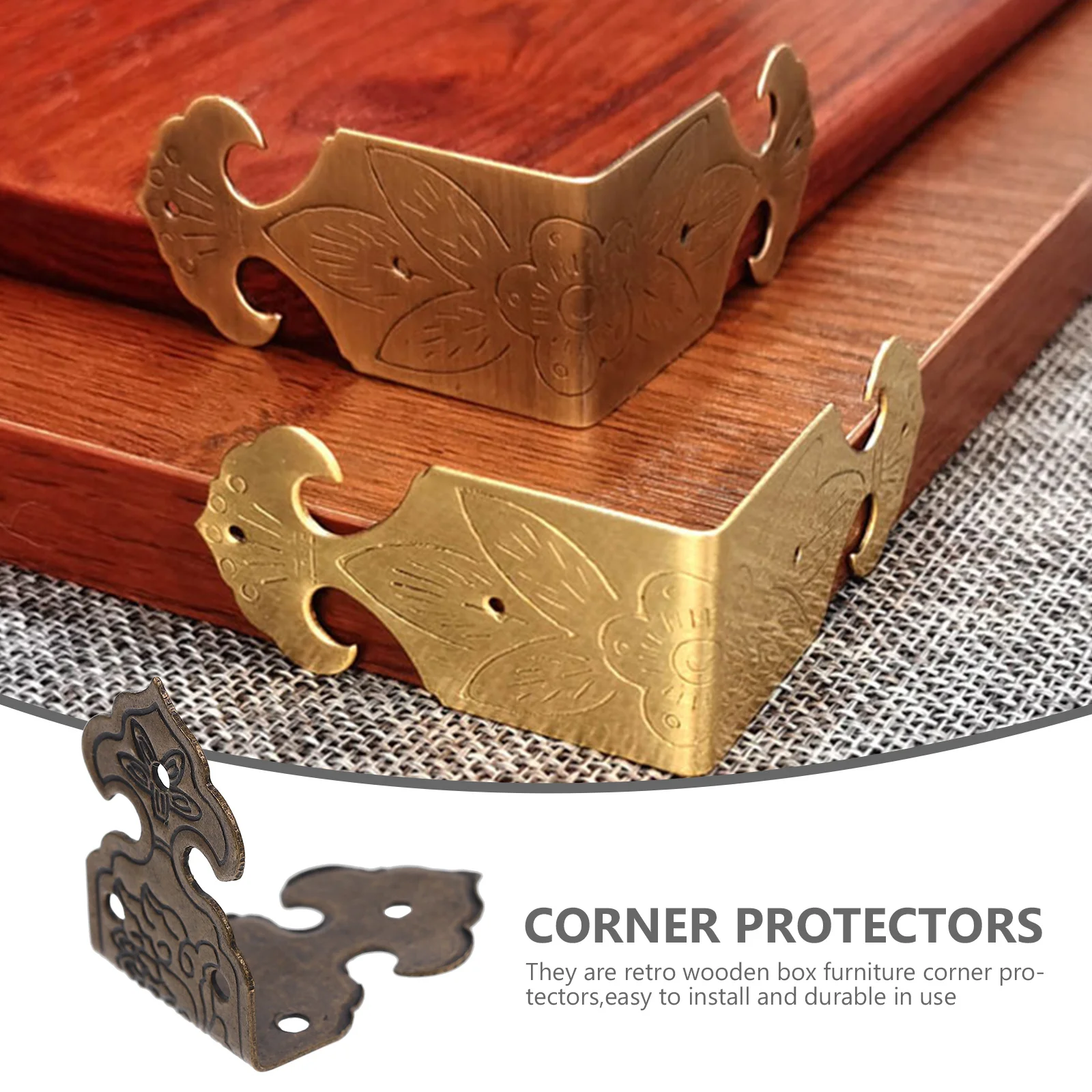 

10Pcs Vintage Metal Box Corner Protectors Decorative Retro Guard for Wooden Jewelry Gift Boxes Brass Corner Protection