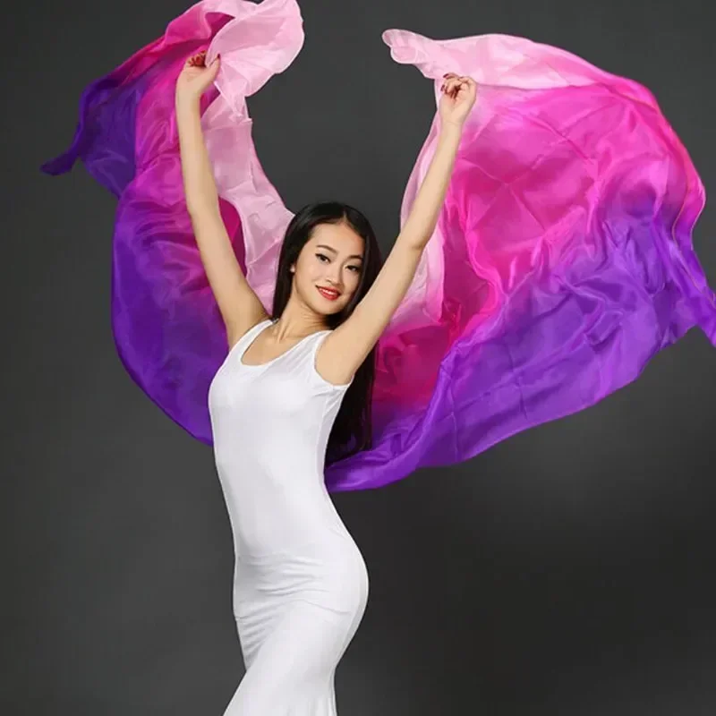 Big Size 400cm Horizontal Bellydance Silk Veil 100% Silk Dancing Scarf Shawl For Performance Show Props Fire Flame Hand Made