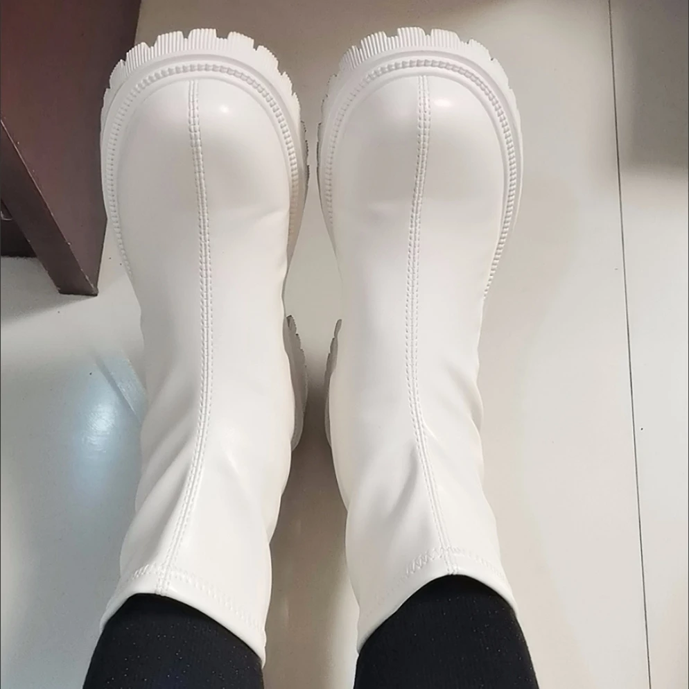 

2026 New Fashion Autumn Winter Platform Shoes Leather Boots Women Casual Back Zippers Women's Ankle Boots Women's Short Bootties