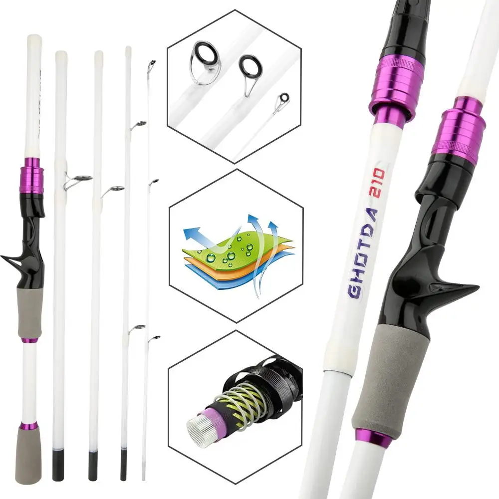 4/5 Abschnitte Köder-Angelrute und 7,2:1 Übersetzungsverhältnis Baitcasting-Rolle Combo Max Drag 8 kg für Süßwasser-Bass-Hecht-Angelgerät – Detail 2