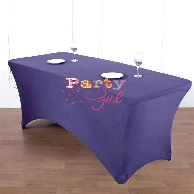 

Out Door Fitted Stretch Spandex Table Cover Tablecloth Lycra Long Bar Table Cloth For Hotel Event Party Wedding Decoration