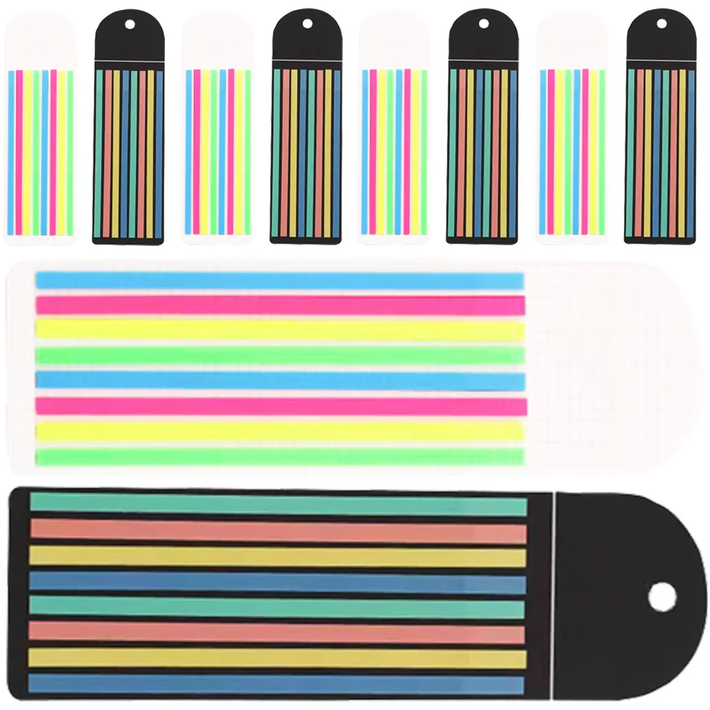 10 Sheets Colorful Transparent Highlight Strips Portable Reading Strips for Focus Study Office School Supplies Sticky Page