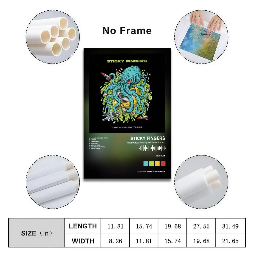 Sticky Fingers Poster Peelable Self-Adhesive Album Cover Poster Stickers, Frameless Wall Art for Singer Band Pop Rap Bedroom