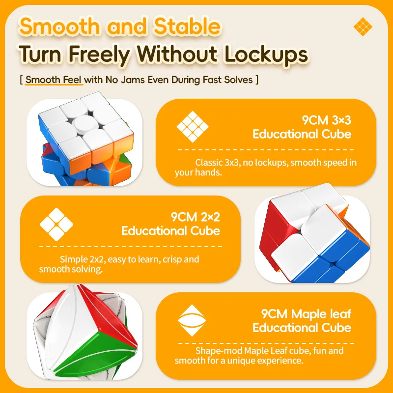 MoYu 2x2 3x3 Cubo didattico foglia d'acero 9 cm 3x3x3 Cubo Cubo magico Puzzle professionale Giocattoli Regalo per bambini