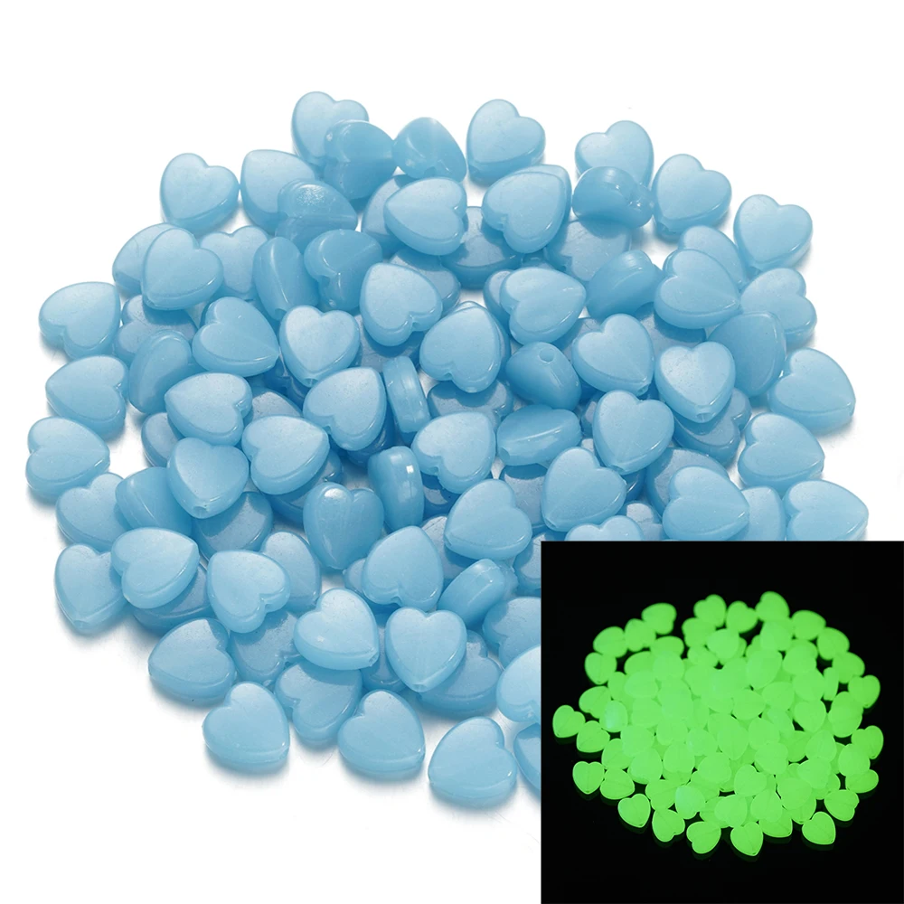 50pcs/Lot Heart Stars Luminous Acrylic Spacer Beads For DIY Bracelet Necklace Making Findings Supplies Accessories Craft