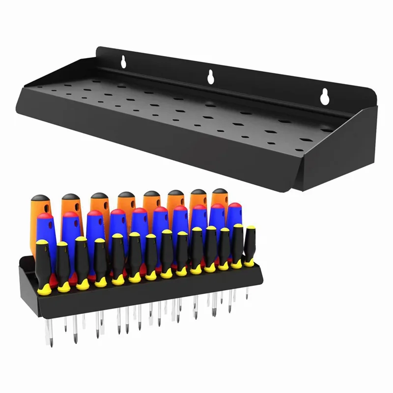 A76X-Screwdriver Holder, Wall-Mounted Storage Rack For Home For Workshop/Shed Garage Tool Storage Store Up To 32 Screwdrivers
