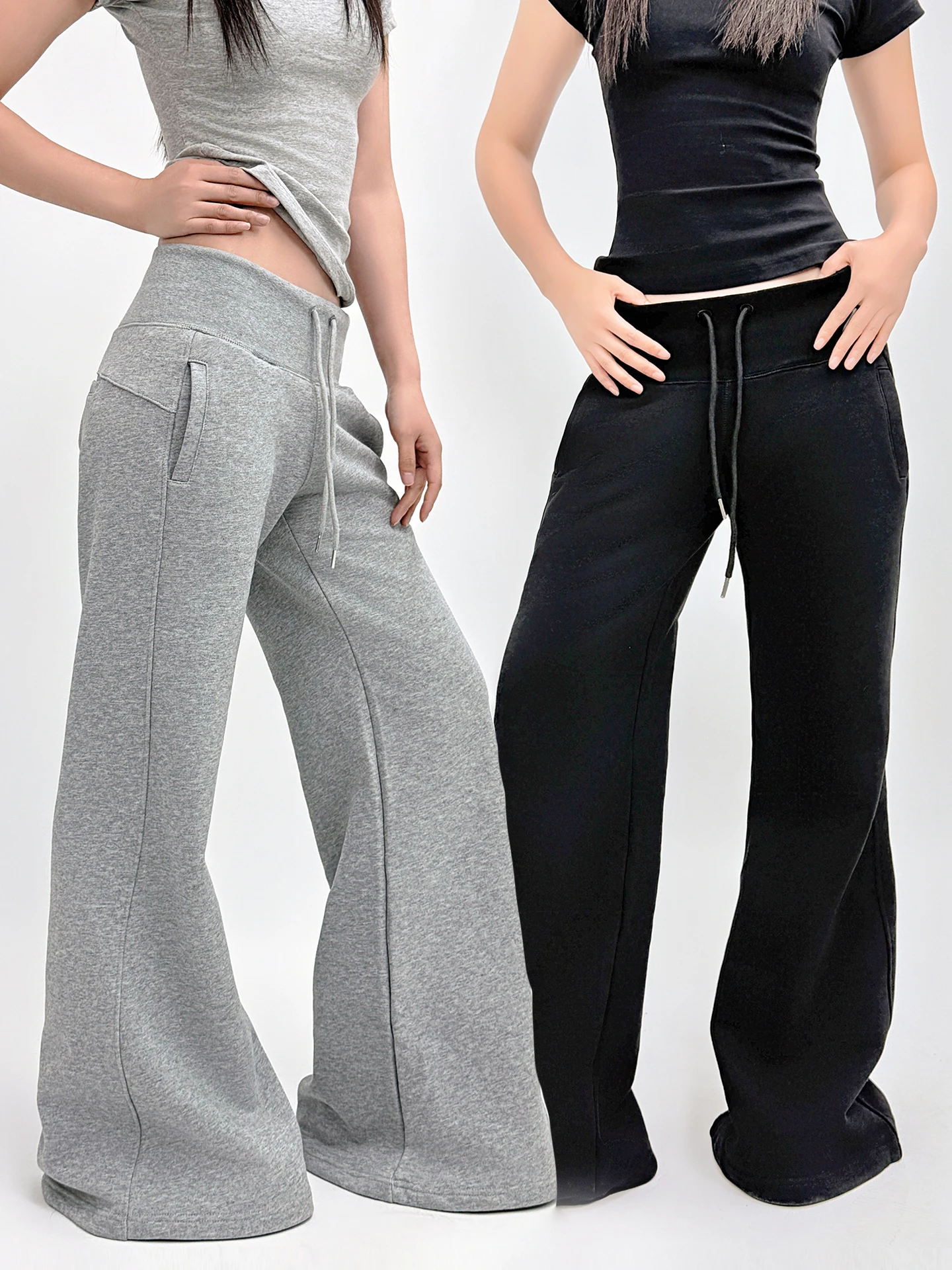 

High Waist Wide Leg Bell Bot Pants Women's Slim Fit Extended Length Pure Cotton ey Hoof Pants Retro Sle Casual T...