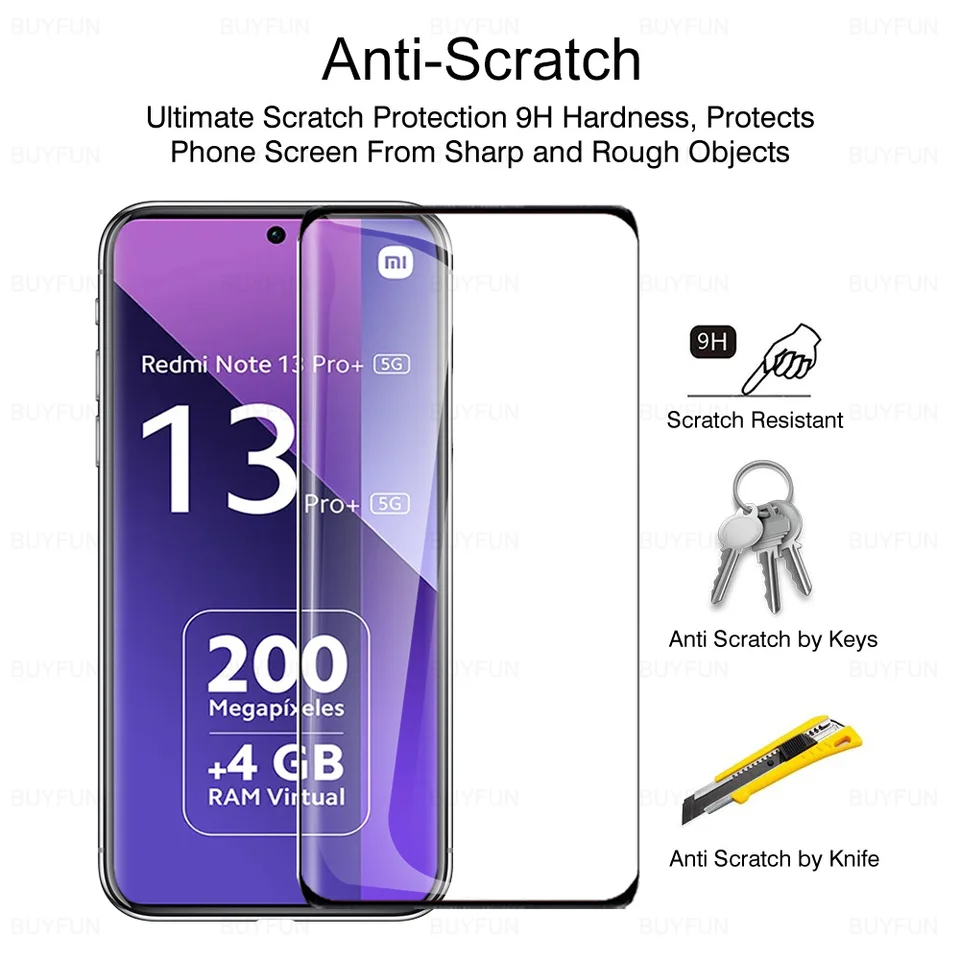 1-3Pcs Vidrio templado curvo para Xiaomi Redmi Note 13 Pro+ 14 15 Pro Plus 5G Protector de pantalla Note15 ProPlus Note14Pro 14Pro 4G 3