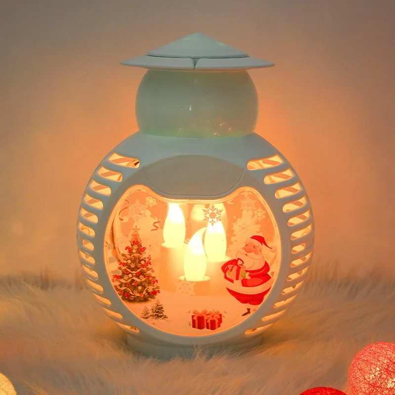 Christmas Snow Projection Lights Birthday Candle Lanterns Festive Flame Atmosphere Halloween Night luminaria mesa tafellamp