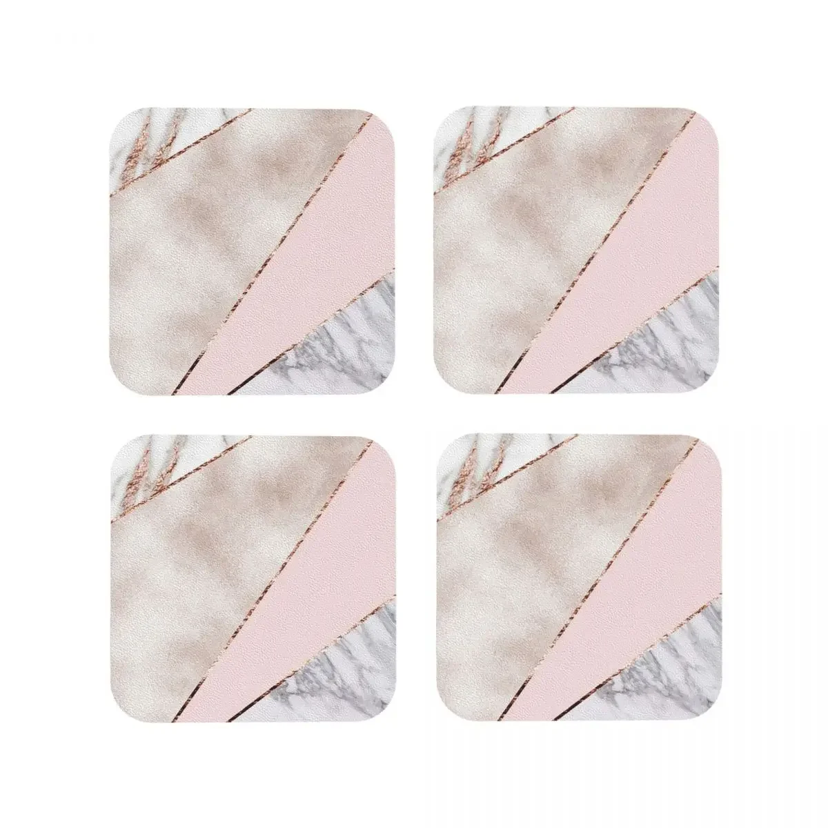 Spliced Mixed Rose Gold Marbl Coasters Kitchen Placemats Waterproof Insulation Cup Coffee Mats For Home Tableware Pads Set of 4