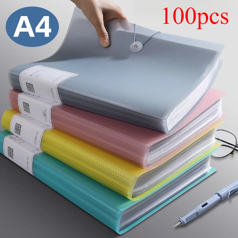 

100pcs A4 Color Transparent Folder Test PaperHolder Student File File Document Large Capacity Dustproof Waterproof File Score