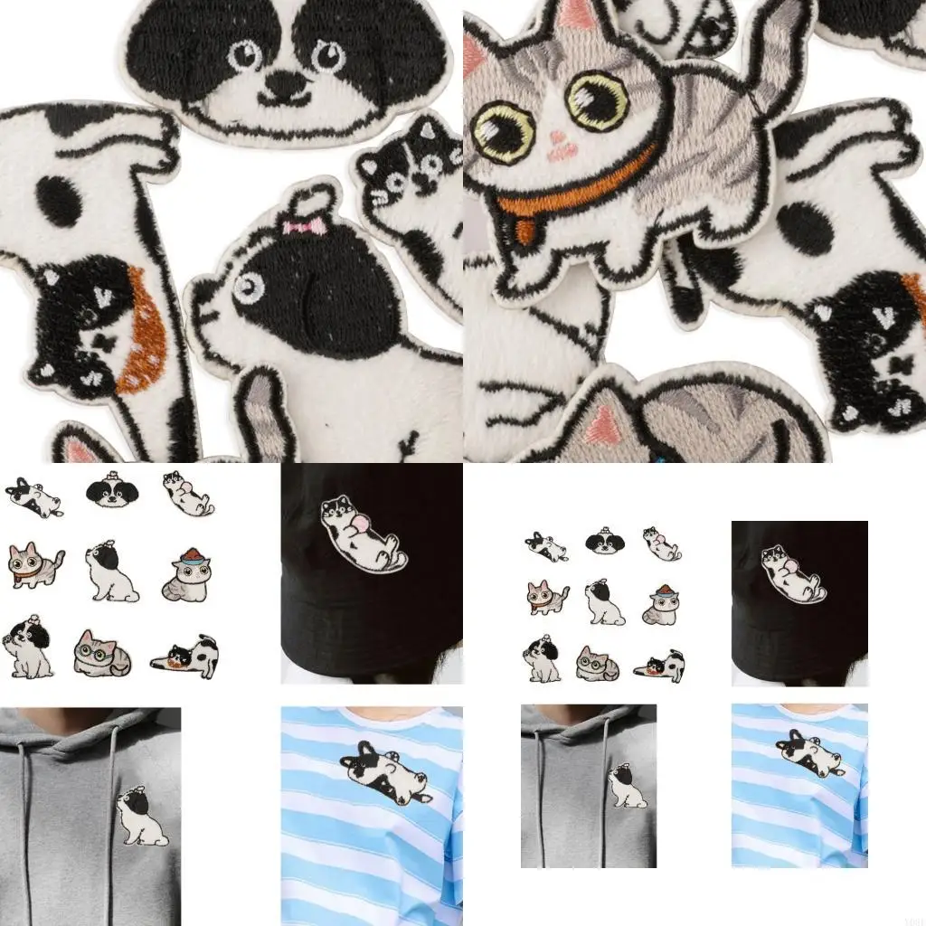

9 Pcs Cartoon Cats Embroidered Patches Iron On Patches Sew on Applique Patches Y08E