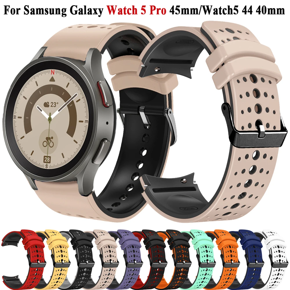اثنين من لهجة حزام لساعة سامسونج جالاكسي 5 6 44 مللي متر 40 مللي متر/6 الكلاسيكية 43 مللي متر 47 مللي متر معصمه 20 مللي متر سيليكون سوار Galaxy5 برو 45 مللي متر الفرقة
