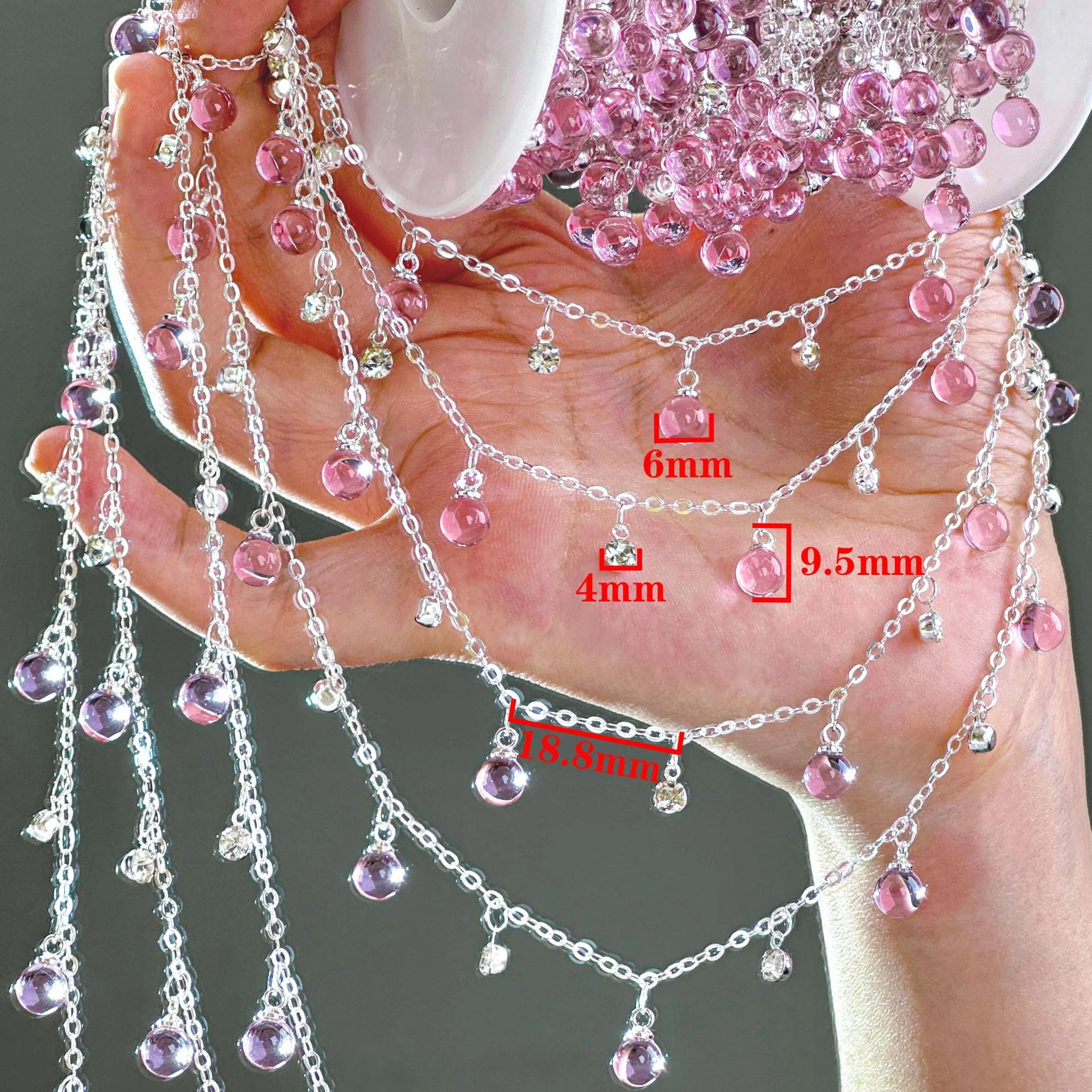 0.5/1/2Meter Round Glass Beads Charm Chains Tassel Chain DIY Necklace Bracelet Fashion Jewelry Clothing Accessories view 4