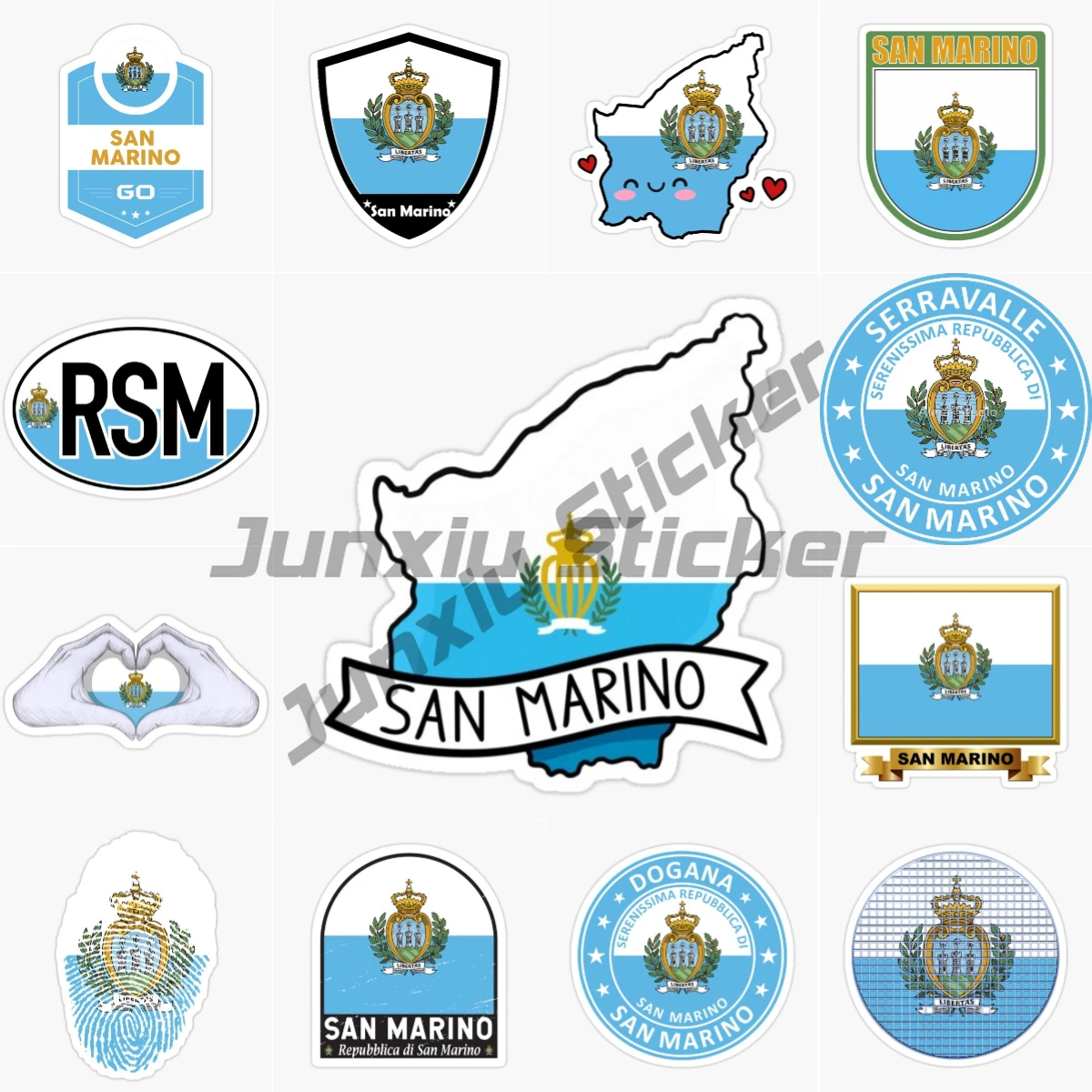 

San Marino National Emblem and Flag Decal Badge Decor for Laptop Trunk Exterior/Protection Boutique Sticker Vinyl Self-adhesive