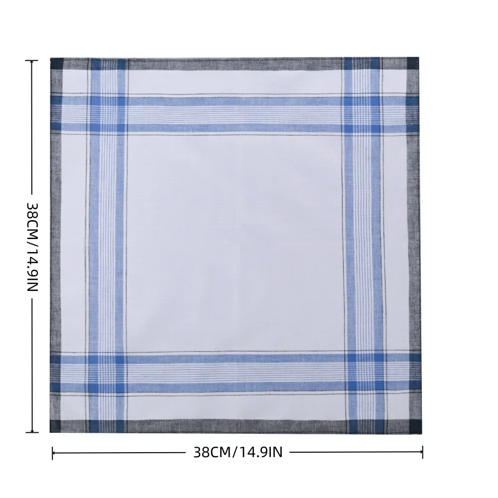 10-18pcs Retro Men's Handkerchiefs Pure Cotton 14.9 Inch Elderly And Friend Gift Assorted Colors Large Size Square Hand Towels