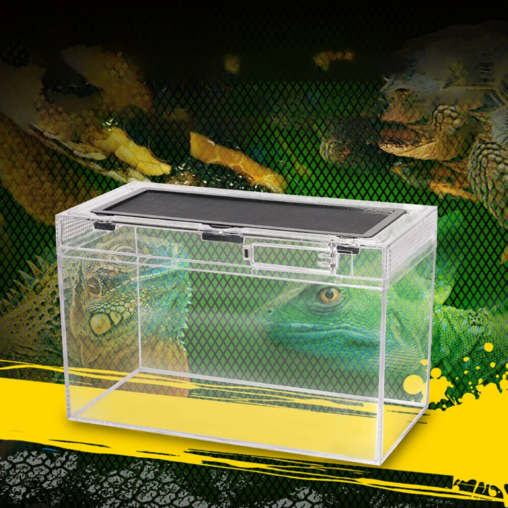 

Reptile Feeding Box Transparent Acrylic 360° Panoramic View Reptile Cage For Small Reptiles Invertebrates Lizard Turtle Mantis