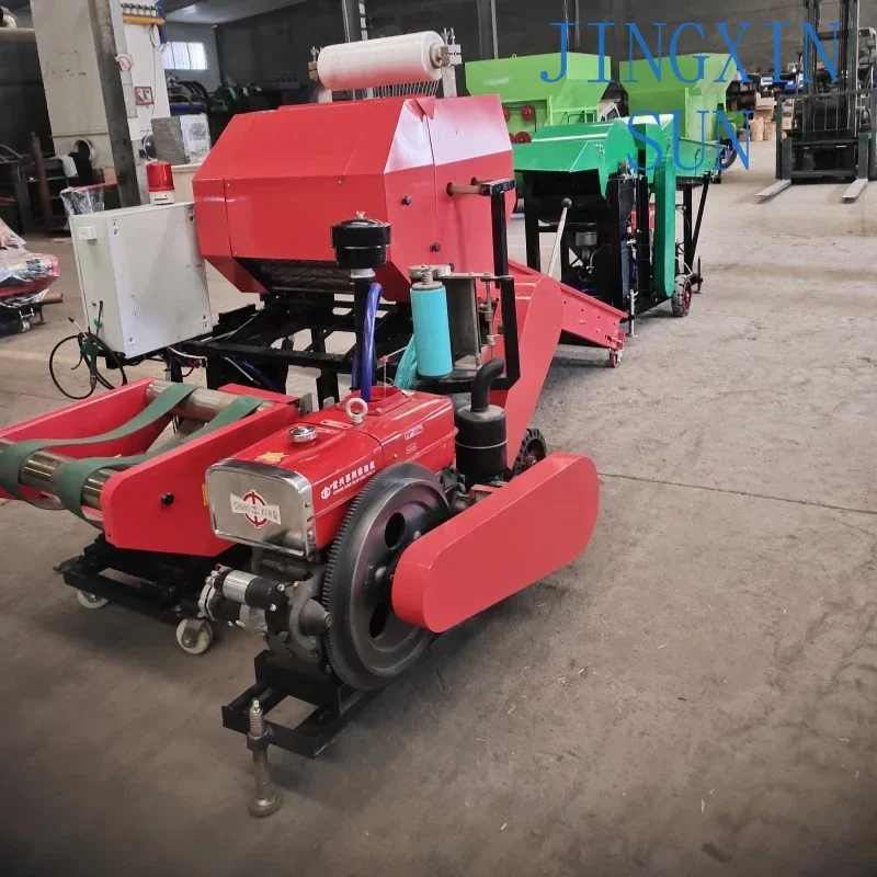 ماكينة مكبس ومكبس مستدير صغير معتمدة من CE ، ماكينة تغليف القش ، الكتلة الحيوية الرطبة ، غلاف القش ، مكبس السيلاج