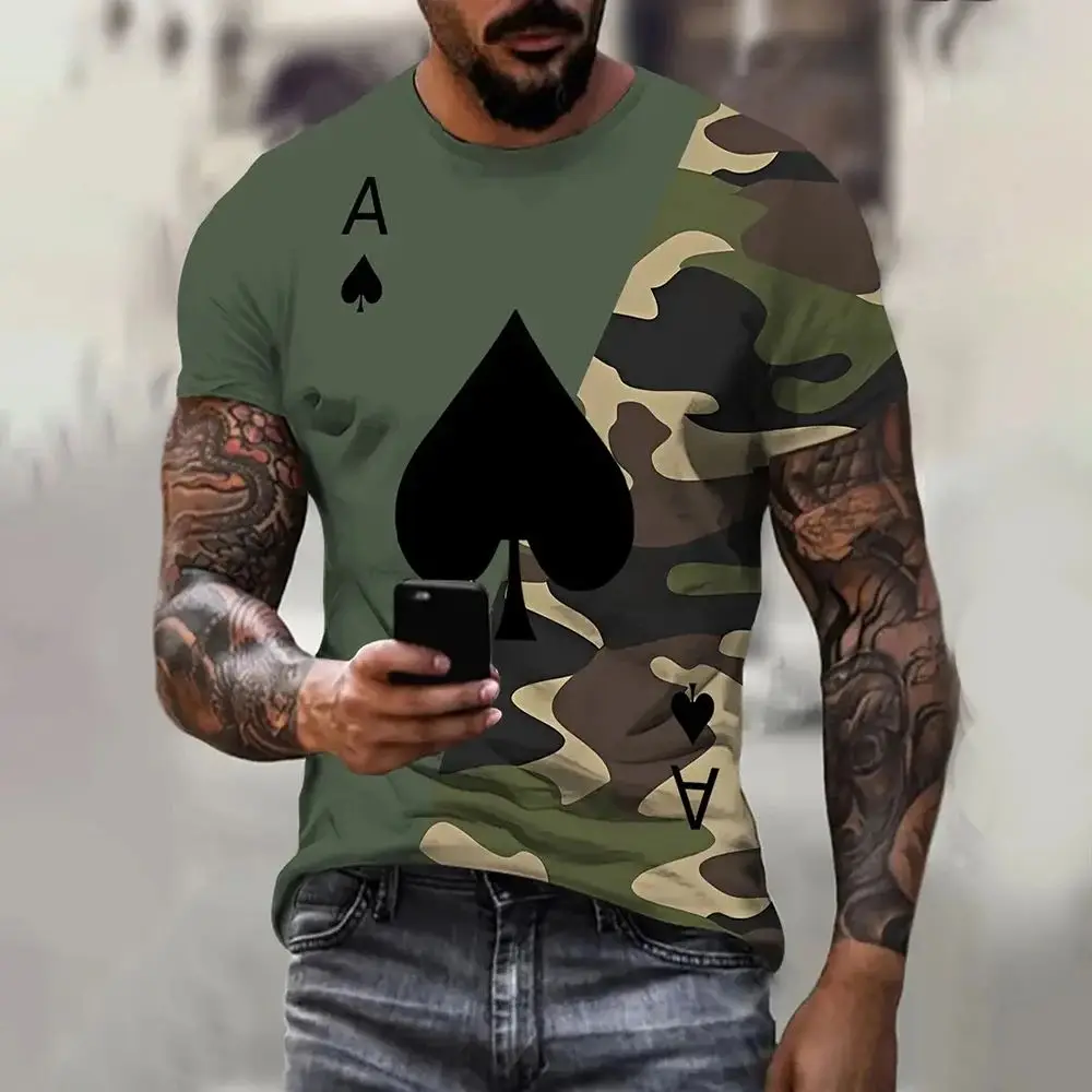 

Summer Men's Fashionable Short-Sleeved T-Shirts Tops Camouflage 3d Printed Round Neck Tees Sportwear Loose Blouses Men Clothing