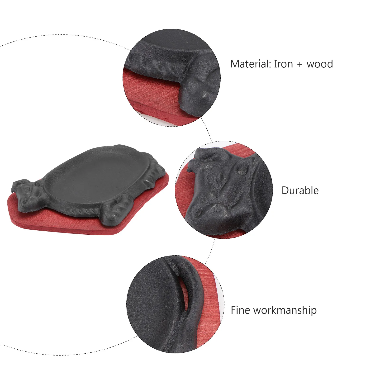 1Pcs Cast Iron Steak Plate Heavy Duty Bbq Dish for Frying Roasting Hispanic Japanese Cooking Reusable Non-Stick Metal Baking Pan view 6