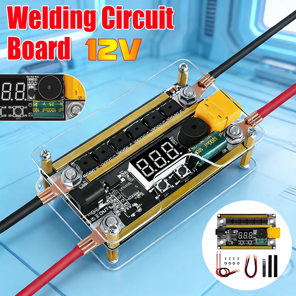 GX591 Welding Machine Control Board Digital Tube Display 12V Spot Welder PCB Circuit Board 99 Gears Adjustable for 18650 Battery