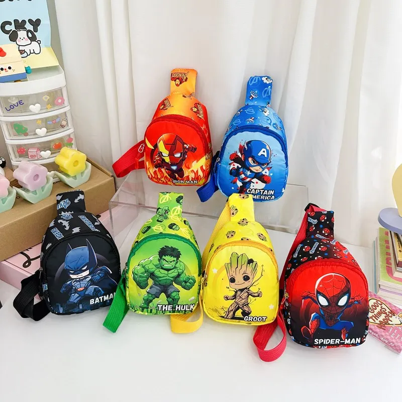 Marvel'S New Children'S Bag Spider Man Iron Man Captain America Shoulder Bag For Boys And Girls Travel Change Crossbody Bag