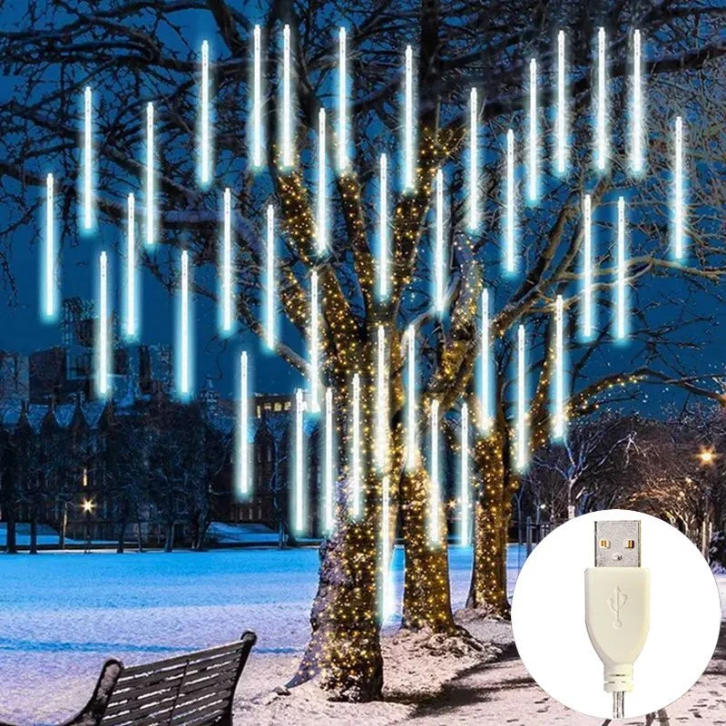 Wedding Fairy String Light Holiday Party Decor Room Decorations USB LED Meteor Shower Rain Light for 2026 Ramadan Christmas