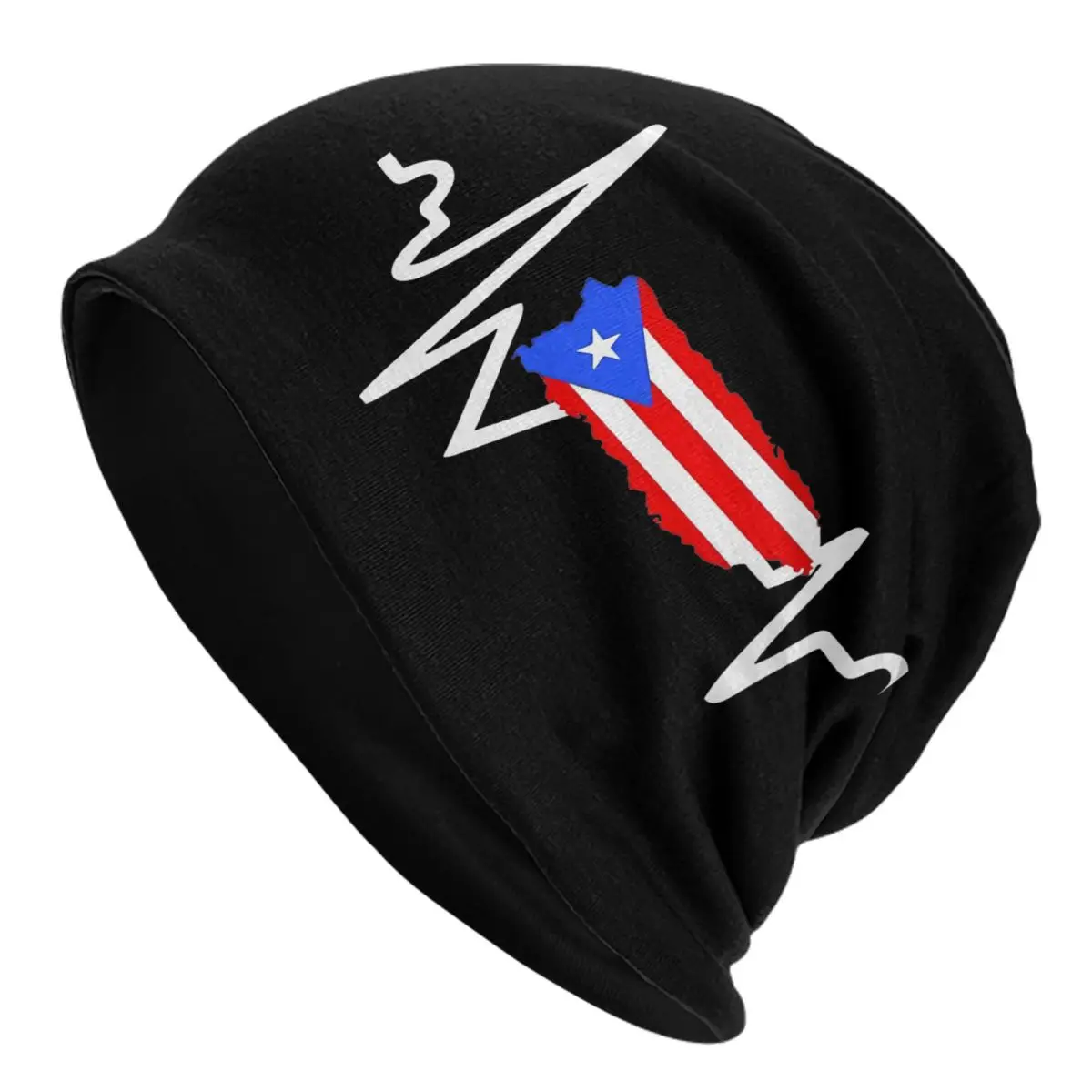 Puerto Rico Heartbeat Bonnet Hats Autumn Winter Skullies Beanies Hat Hispanic Heritage Month Boricua Pride Warm Dual-use Cap