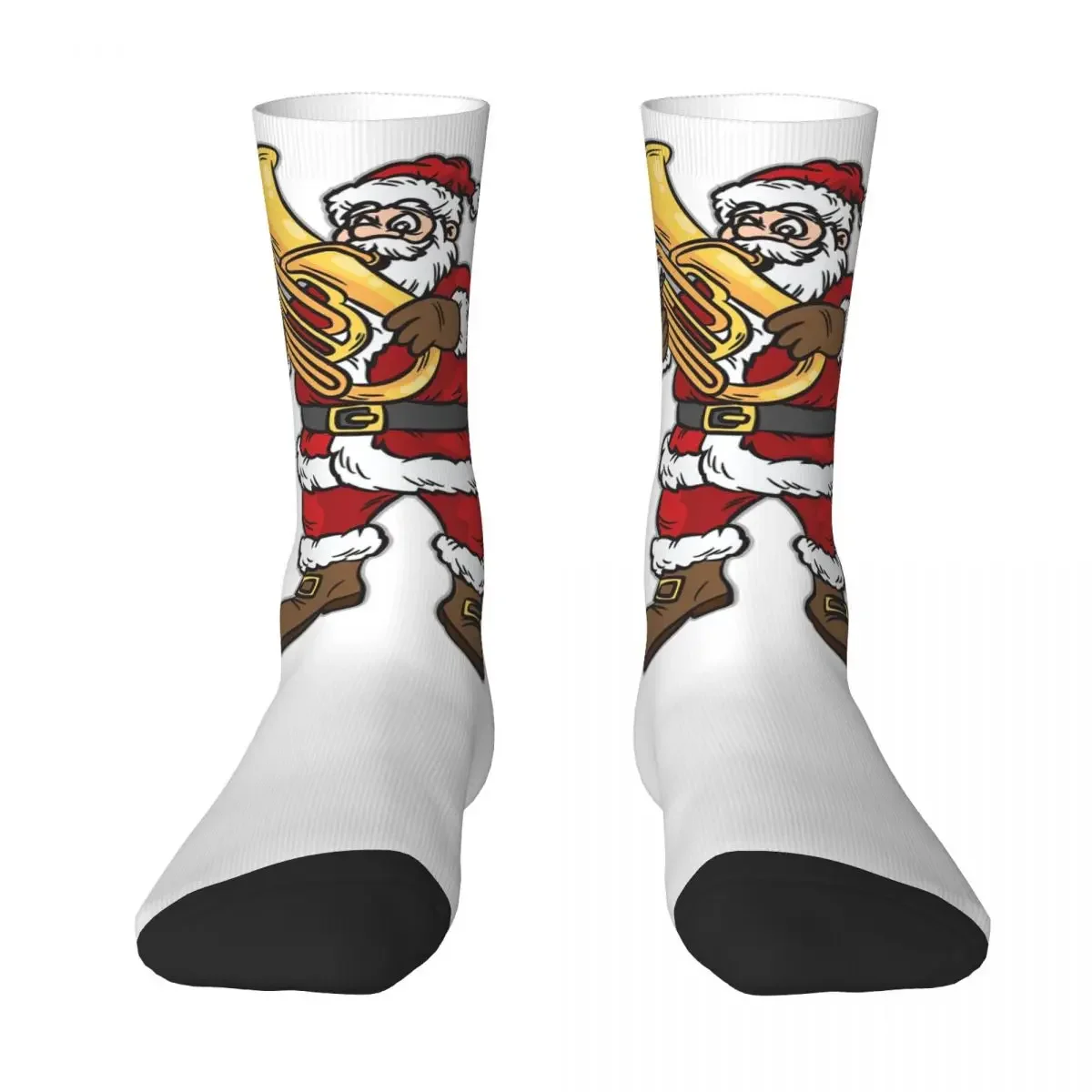 Santa Playing Tuba Socks Harajuku Sweat Absorbing Stockings All Season Long Socks Accessories for Man's Woman's Birthday Present