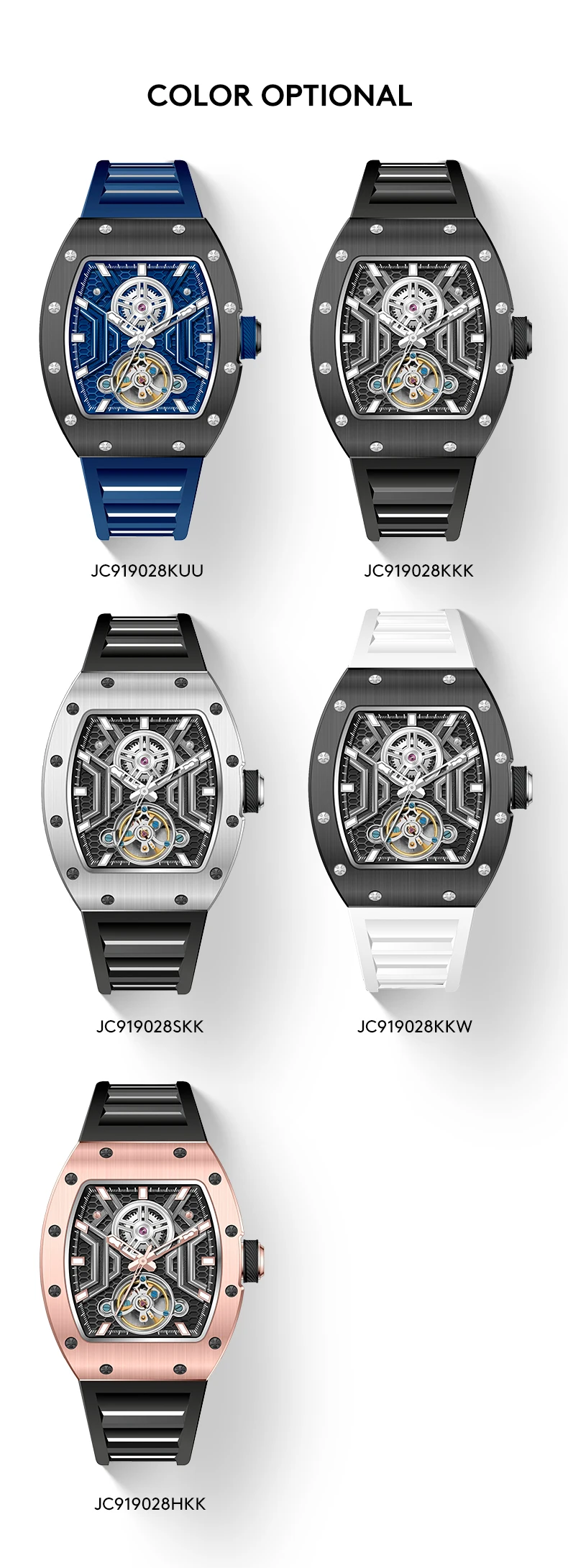 Herren- und Damenuhr 919028 Daniel Gorman Skelett-Automatikuhr Tonneau Mechanische Armbanduhr Sci-Fi-Design Reloj Hombre 2027 – Detail 7