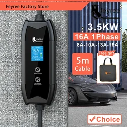 Feyree-cargador EV tipo 2 para coche eléctrico, Cable de carga de 5M, 16A, 3,5kw, GBT, tipo 1, caja de pared para vehículo eléctrico, J1772