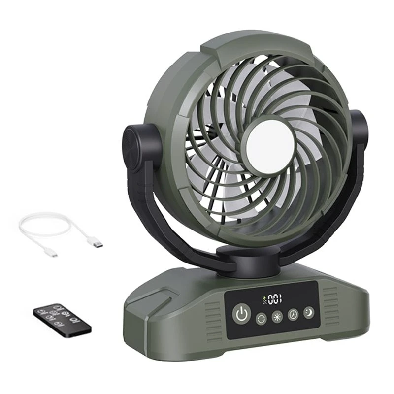 A005-Desktop Fan 20000Mah Desktop Fan With LED Light 5 Speeds 3 Brightness Levels For Camping Travel A