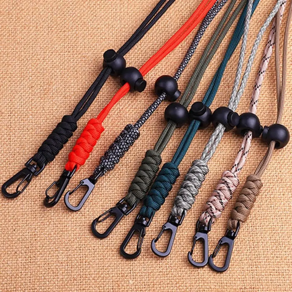 8 Styles Paracord Keychain Lanyard Rotatable Buckle High Strength Parachute Cord Emergency Survival Backpack Triangle Neck Rope